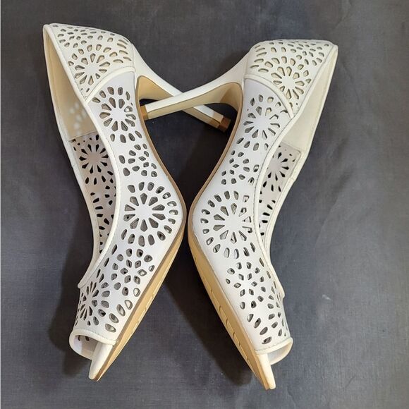 BRAND NEW MARIPE HIGH HEEL STILETTOS PEEP TOE LEATHER SLIP-ON CUTOUT DESIGN SHOE - Picture 7 of 15